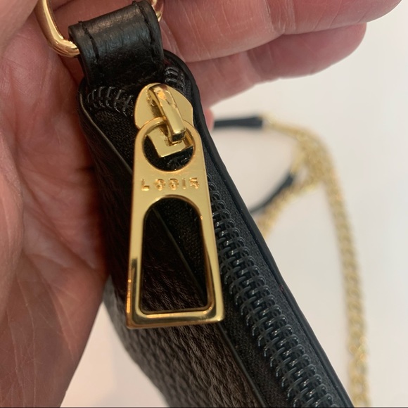 LODIS Emily Crossbody bag five in one convertible black leather with chain strap - Picture 5 of 11